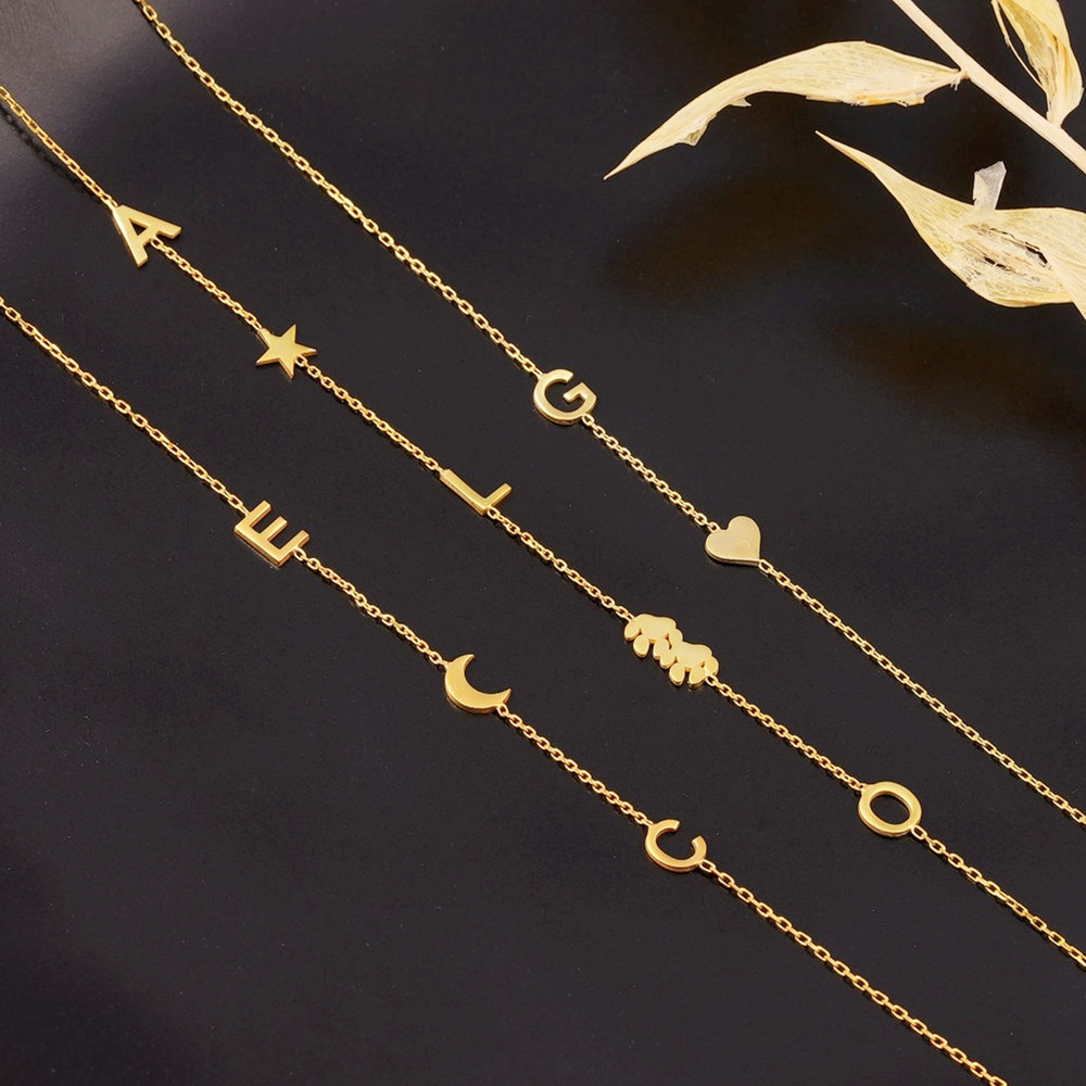 Birth Flower Necklace - Gepersonaliseerde ketting met initialen, paar sieraden,